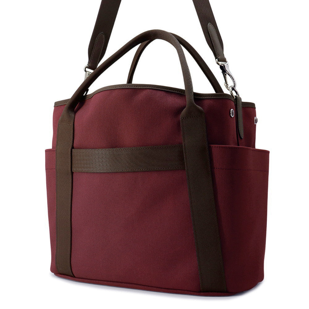 HERMES Sucked Pansage Groom Rouge H/Chocolat Toile Chevrons Canvas