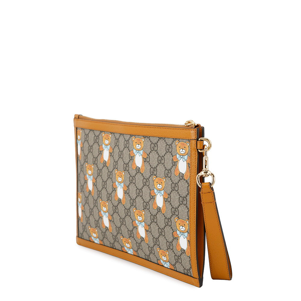 GUCCI KAI x GUCCI Teddy Bear GG Supreme Clutch Bag Yellow/Beige660162 PVC Leather