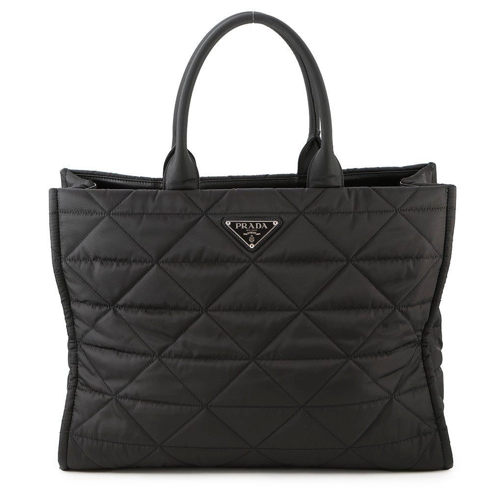 PRADA Re-Nylon Topstitch Tote Bag Black2VG096 Nylon