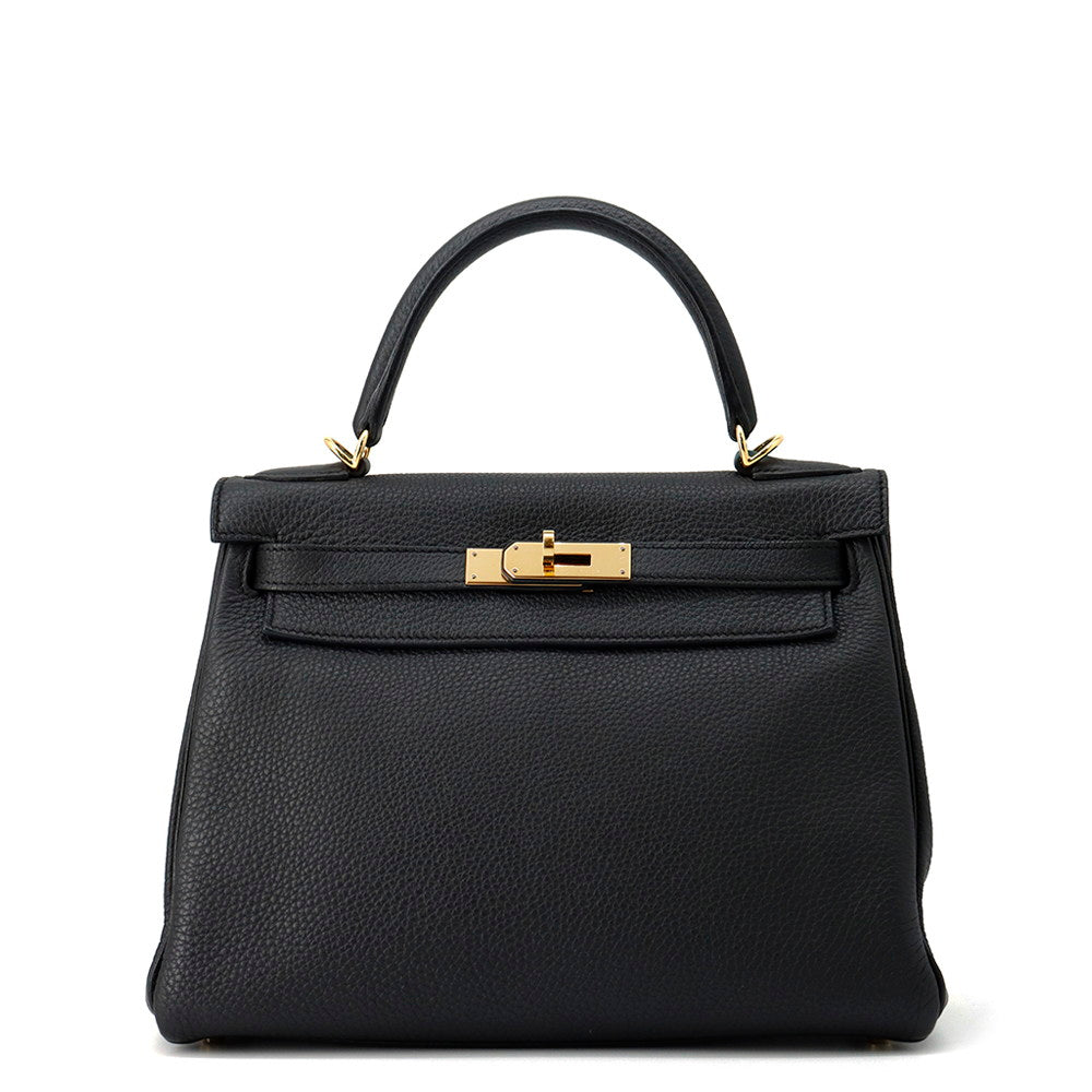 HERMES Kelly Retourne Black Togo Leather Size 28