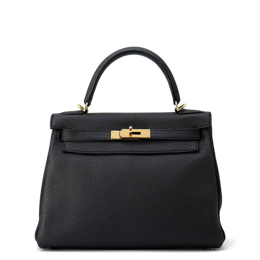 HERMES Kelly Retourne Black Togo Leather Size 28