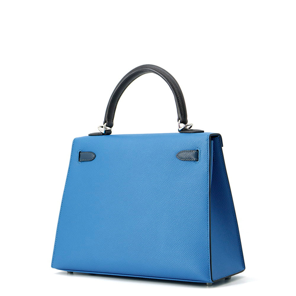HERMES Kelly Sellier tricolor Blue Zanzibar/Blue de Prusse/Black Epsom Size 25