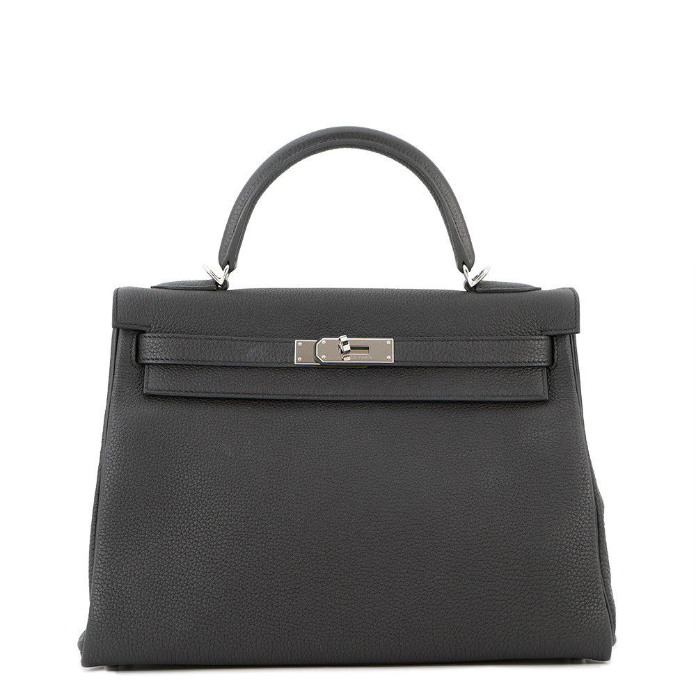 HERMES Kelly Retourne Black Togo Leather Size 32