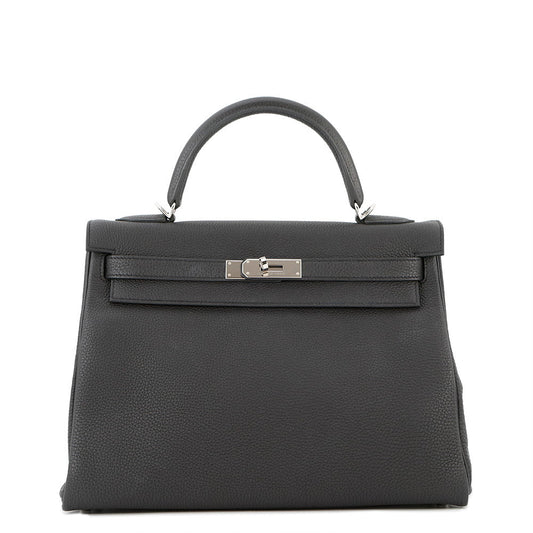 HERMES Kelly Retourne Black Togo Leather Size 32