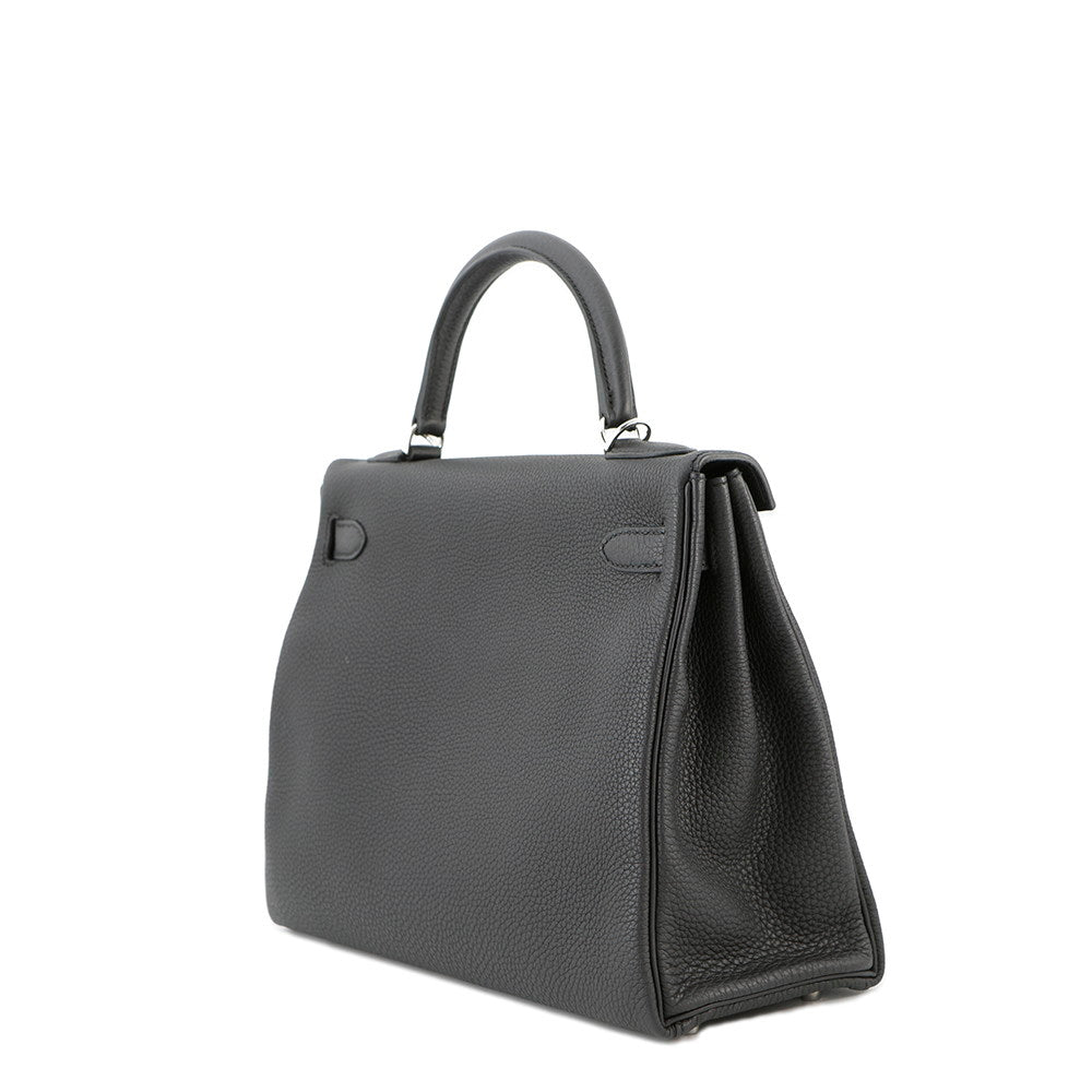 HERMES Kelly Retourne Black Togo Leather Size 32