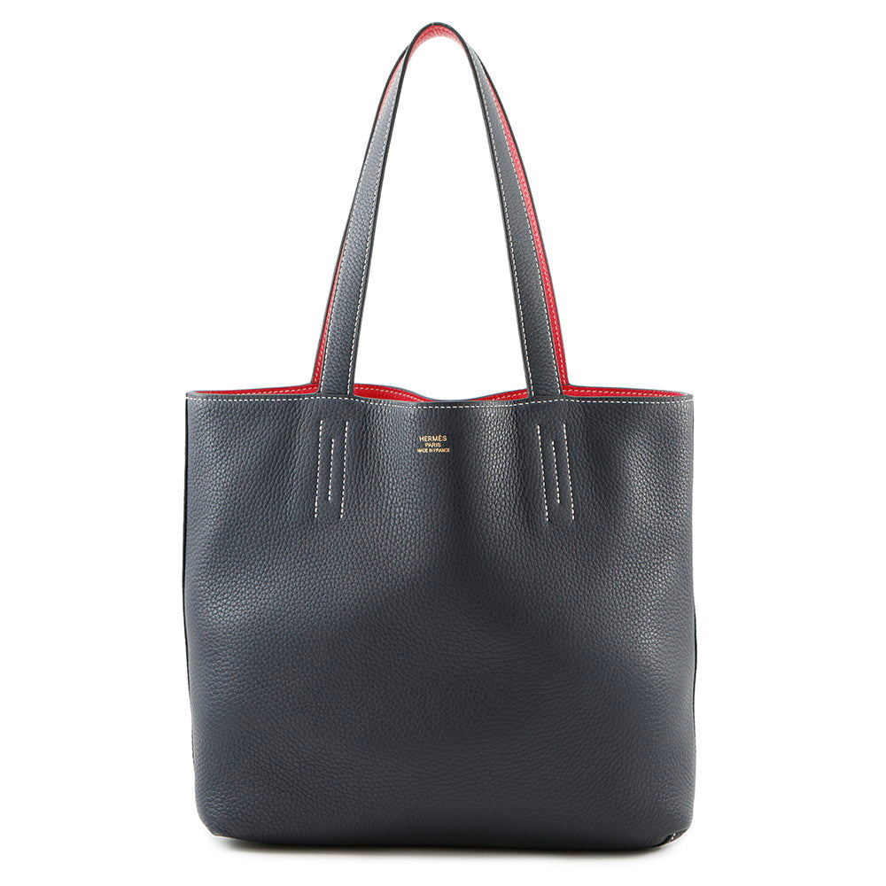 HERMES Double sense Rose Extreme/Blue Nuit Taurillon Clemence Size 28