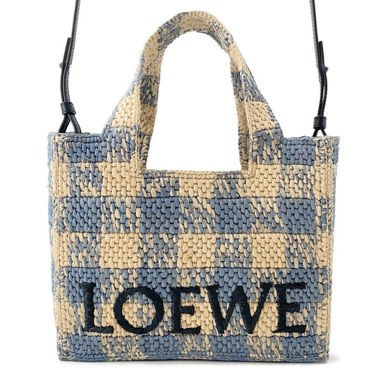 LOEWE Loewe Font Tote Natural/Light BlueALF1B59X16 Raffia Size Small