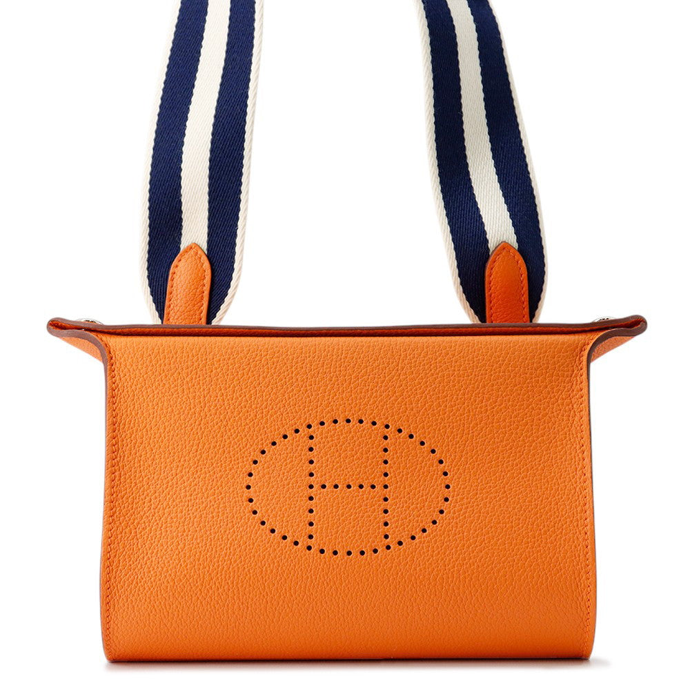 HERMES Videpoches Shoulder Bag Orange Togo Leather