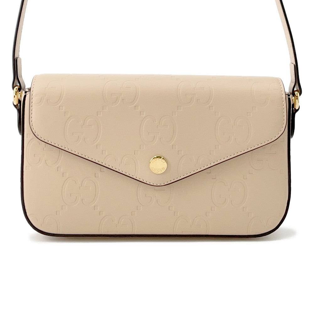 GUCCI GG Super Mini Shoulder Bag Beige772794 Leather