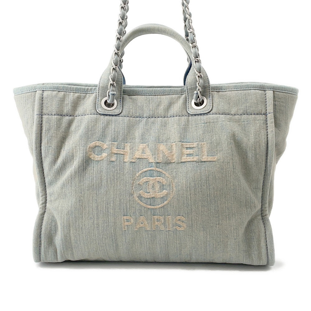 CHANEL Deauville 2WAYTote Bag Light BlueA66941 Denim Size GM