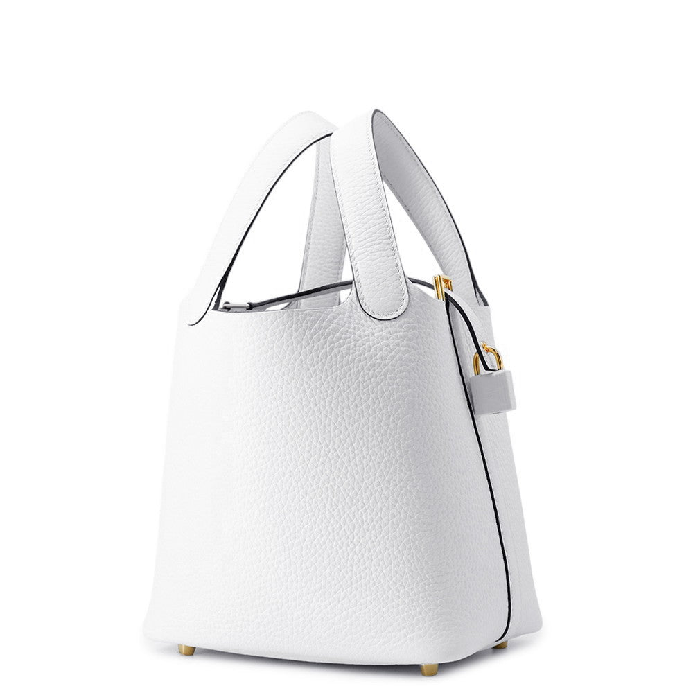 HERMES Picotin Lock New White Taurillon Clemence Size PM