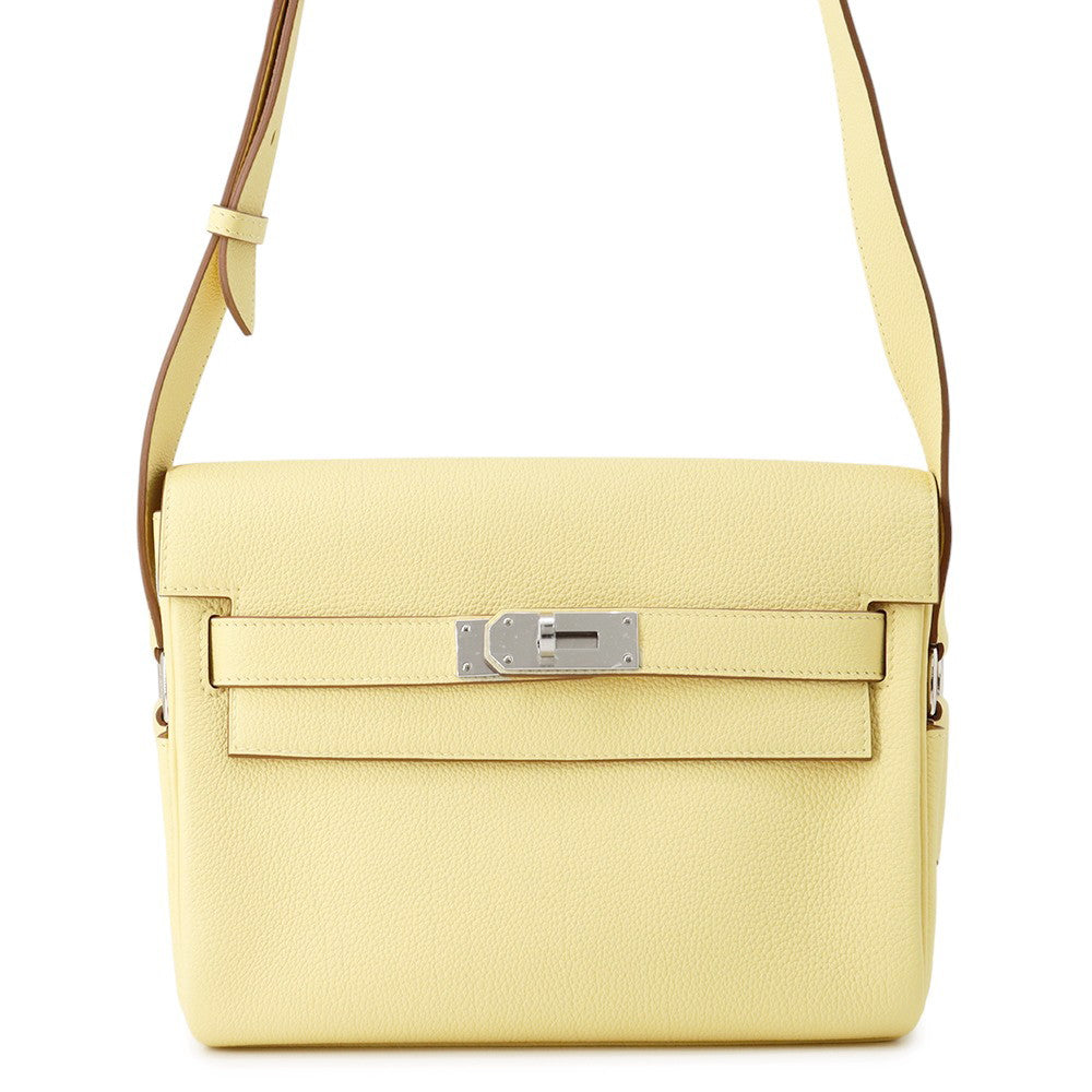 HERMES Kelly Messenger Jaune Poussin Togo Leather Size PM