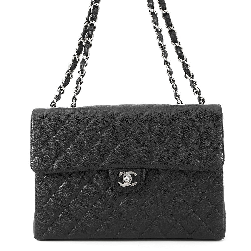 CHANEL Jumbo Matelasse ChainShoulder Bag BlackA11869 Caviar Leather Size 30