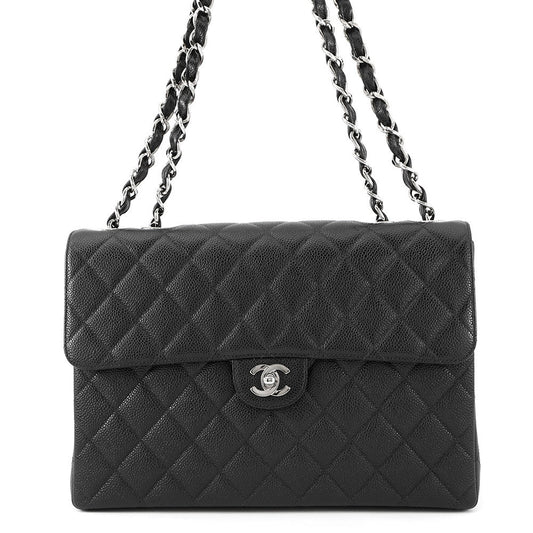 CHANEL Jumbo Matelasse ChainShoulder Bag BlackA11869 Caviar Leather Size 30