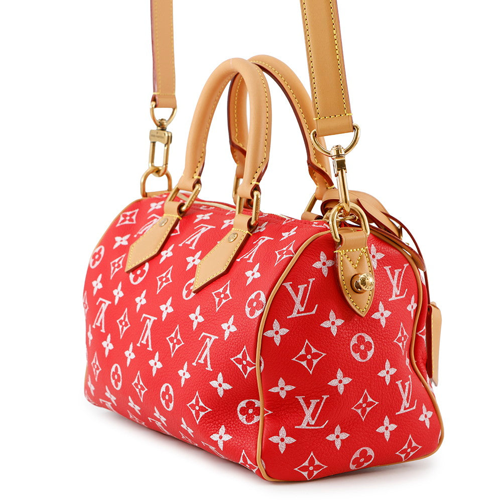 LOUIS VUITTON Speedy P9 Bandouliere RedM24425 Calf Leather Monogram Size 25