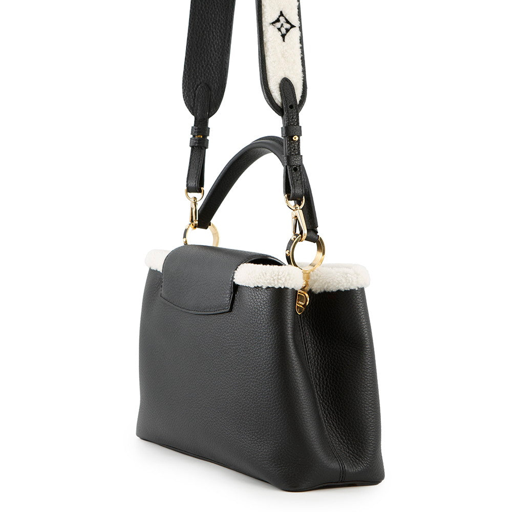 LOUIS VUITTON Capucines NoirM59073 Taurillon Leather Shearling Size MM