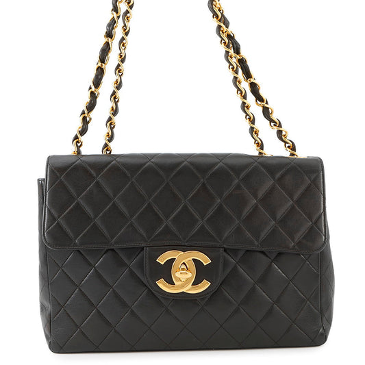 CHANEL Single Flap Matelasse Chain Shoulder BlackA04412 Lambskin Size 30