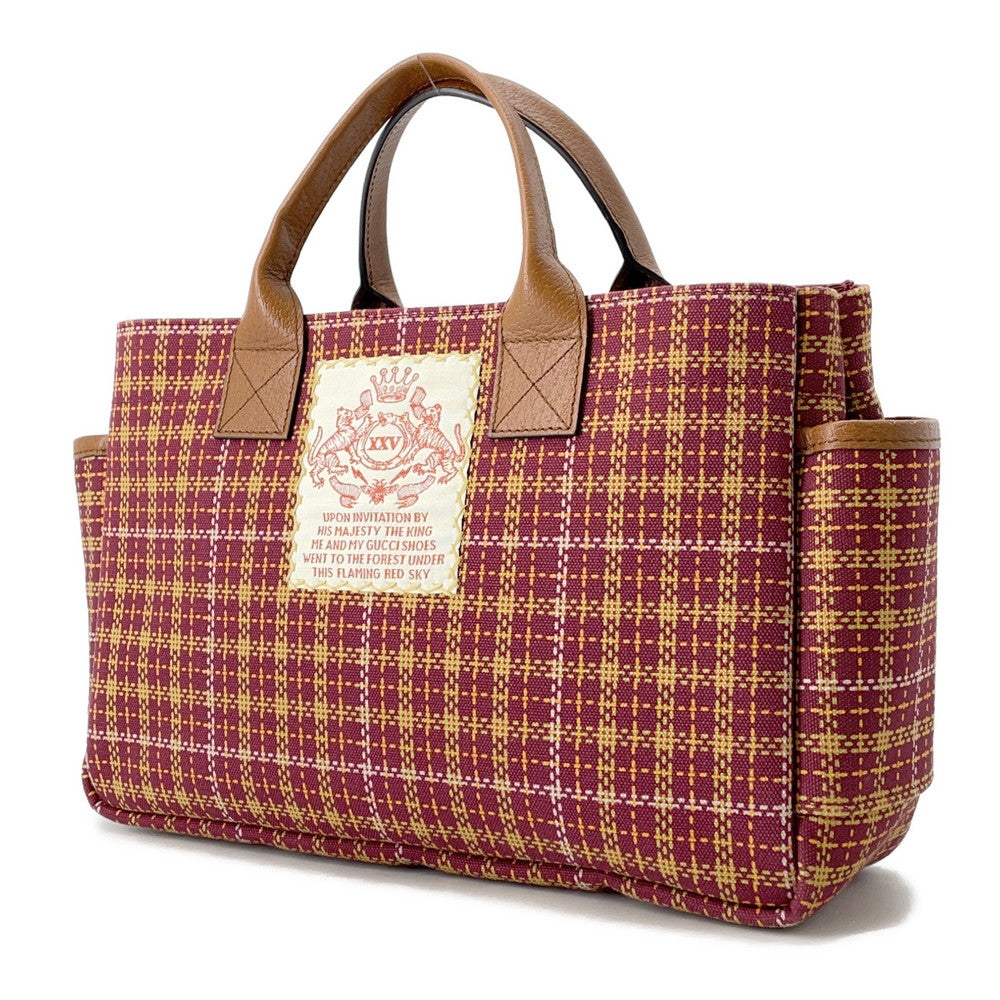 GUCCI Children's Check Pattern Interlocking G Tote Bag Brown/Bordeaux628159 Canvas Leather