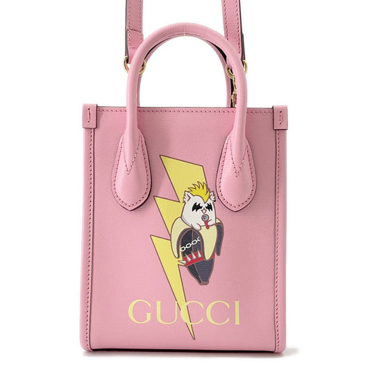 GUCCI 2WAY Handbag Bananya Pink671623 Leather