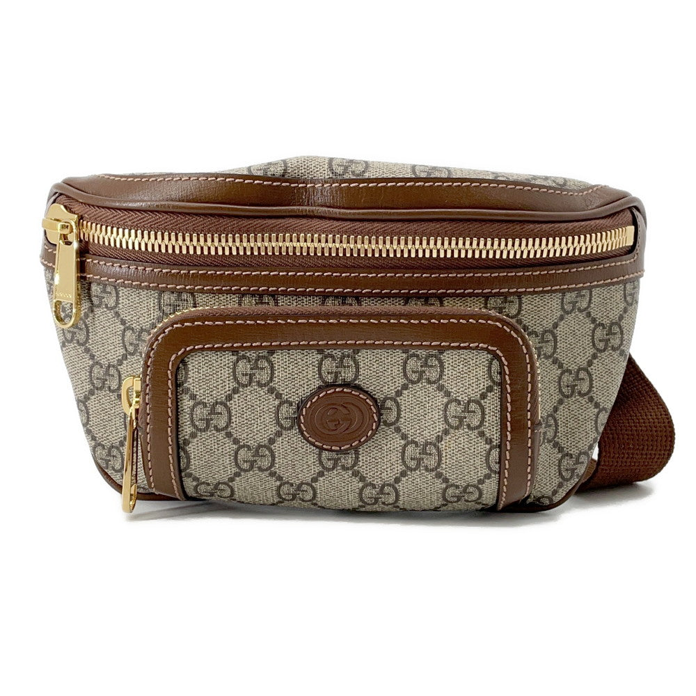 GUCCI Interlocking G Belt Bag Beige/Brown682933 GG Supreme Leather