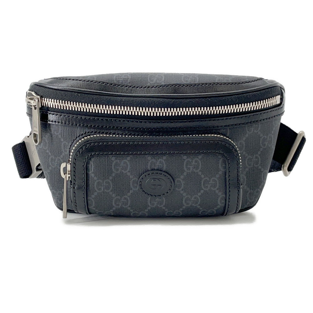 GUCCI Interlocking G Belt Bag Black682933 GG Supreme Leather