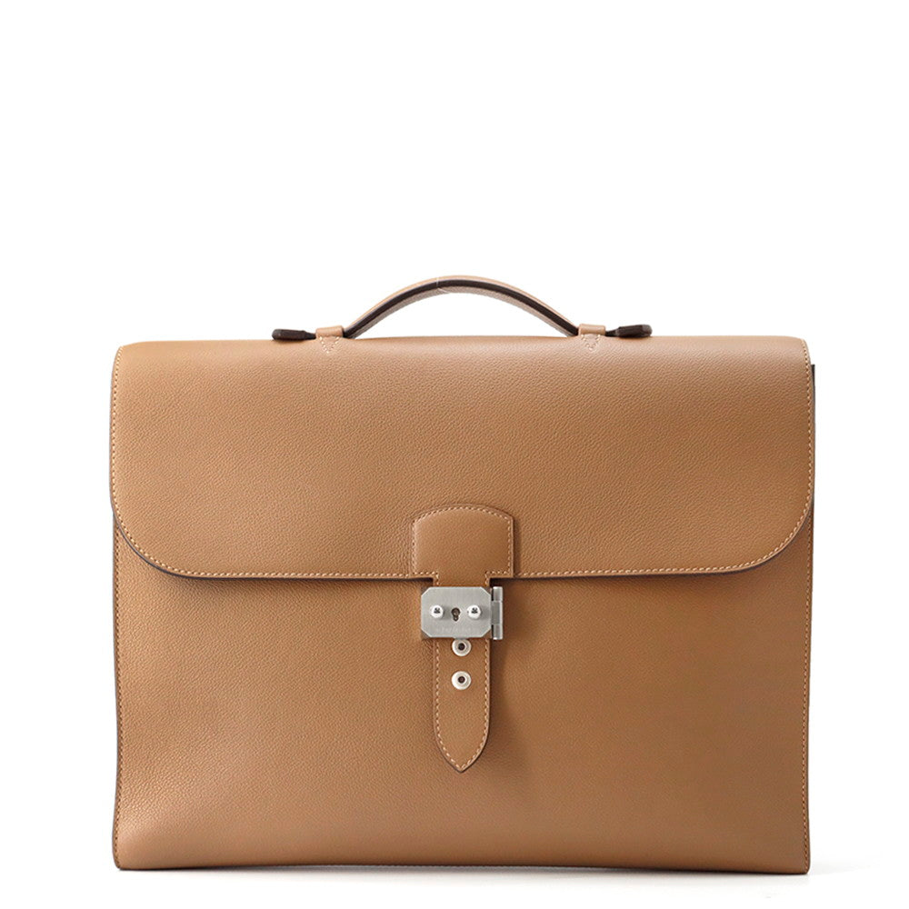 HERMES Sac A Depeches Light Tabac Camel Evercolor Size 37
