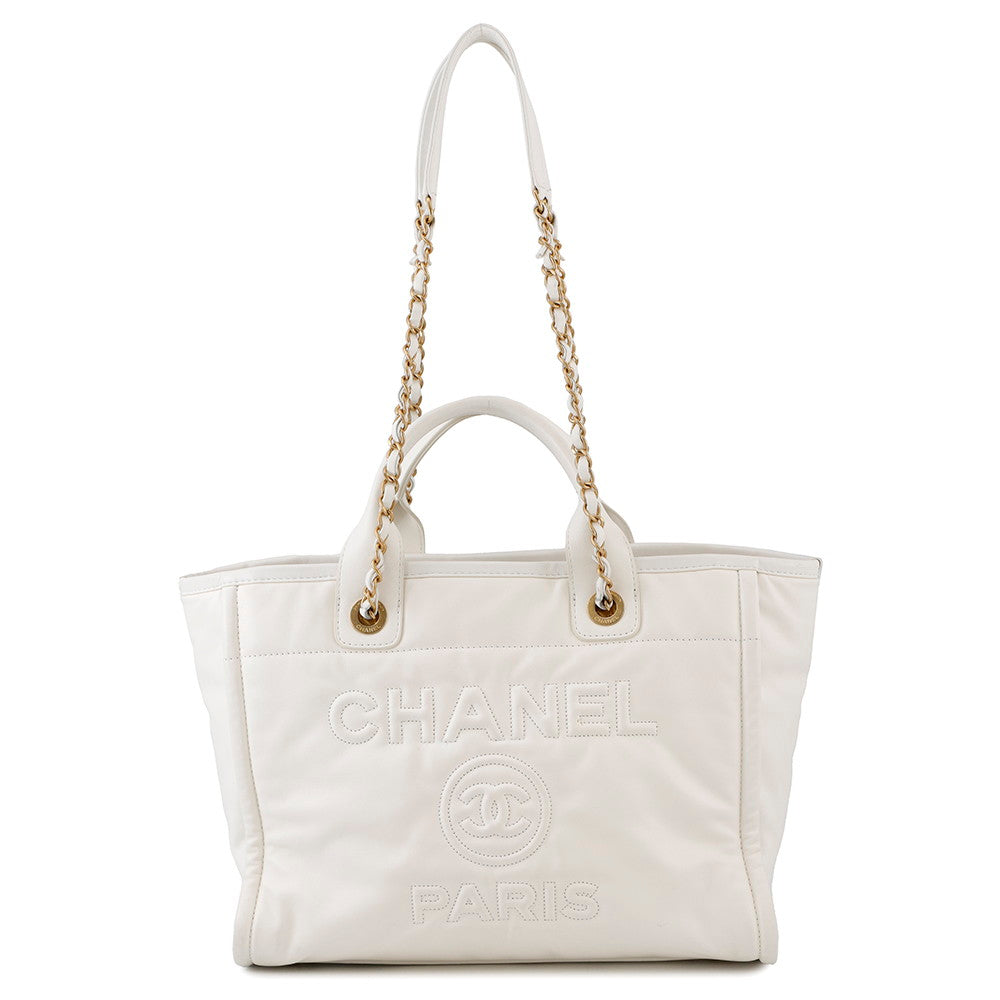 CHANEL Deauville Line 2WAYBag WhiteAS3351 Leather Size MM