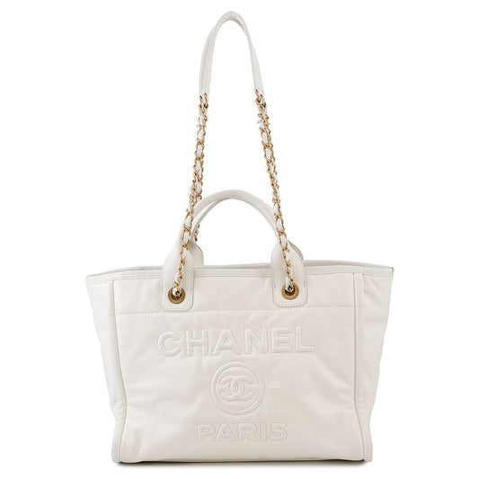 CHANEL Deauville Line 2WAYBag WhiteAS3351 Leather Size MM