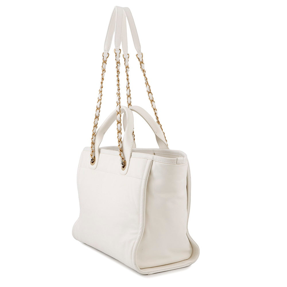 CHANEL Deauville Line 2WAYBag WhiteAS3351 Leather Size MM