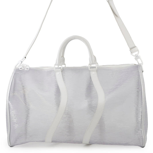 LOUIS VUITTON Epi Leather Plage Keepall Bandouliere White/TransparentM55814 PVC Size 50