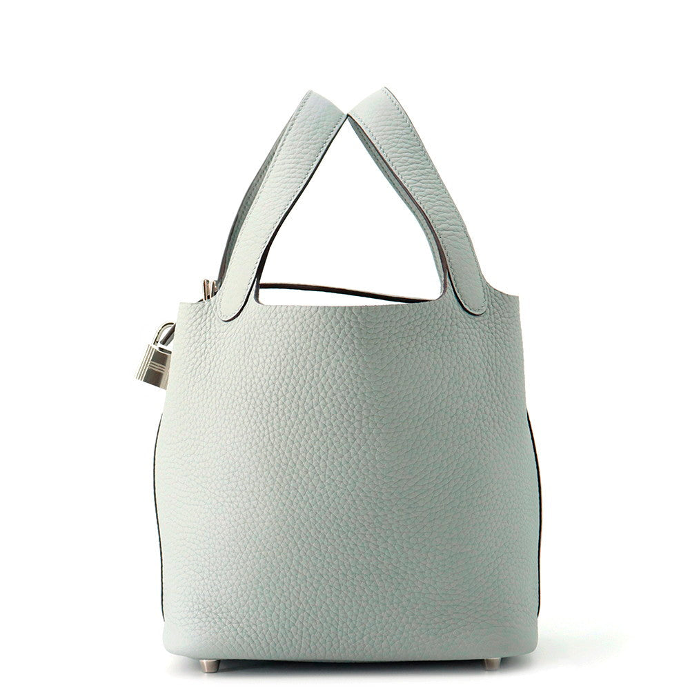 HERMES Picotin Lock Blue Gacier Taurillon Clemence Size PM