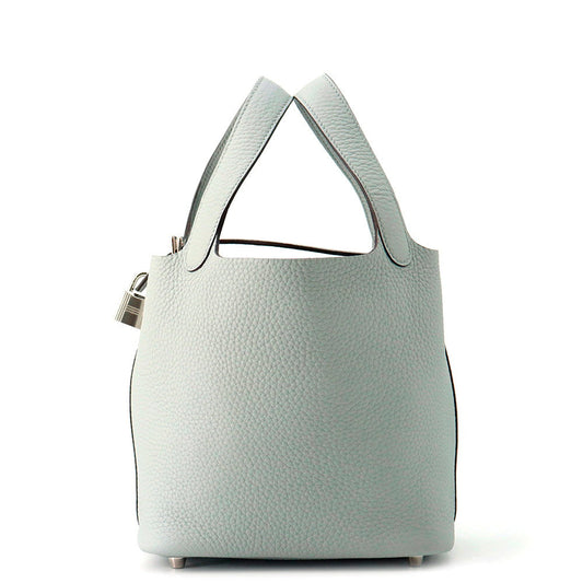 HERMES Picotin Lock Blue Gacier Taurillon Clemence Size PM