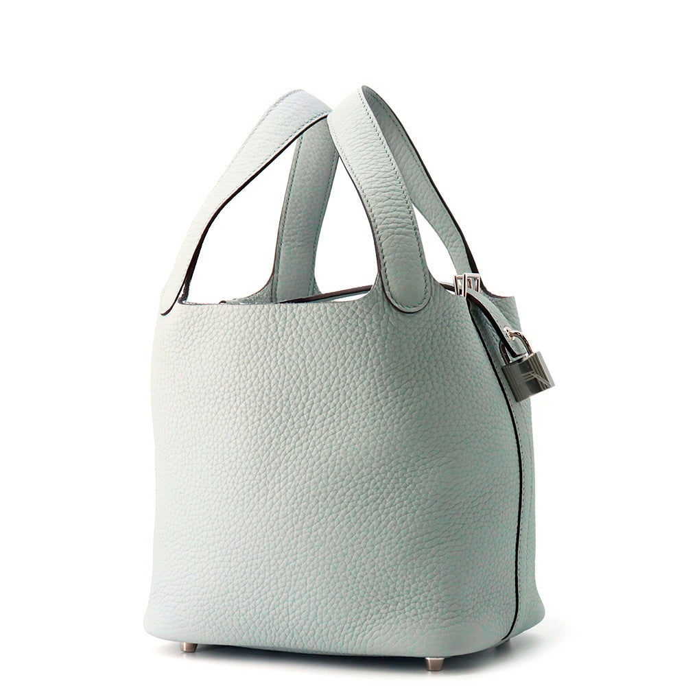 HERMES Picotin Lock Blue Gacier Taurillon Clemence Size PM