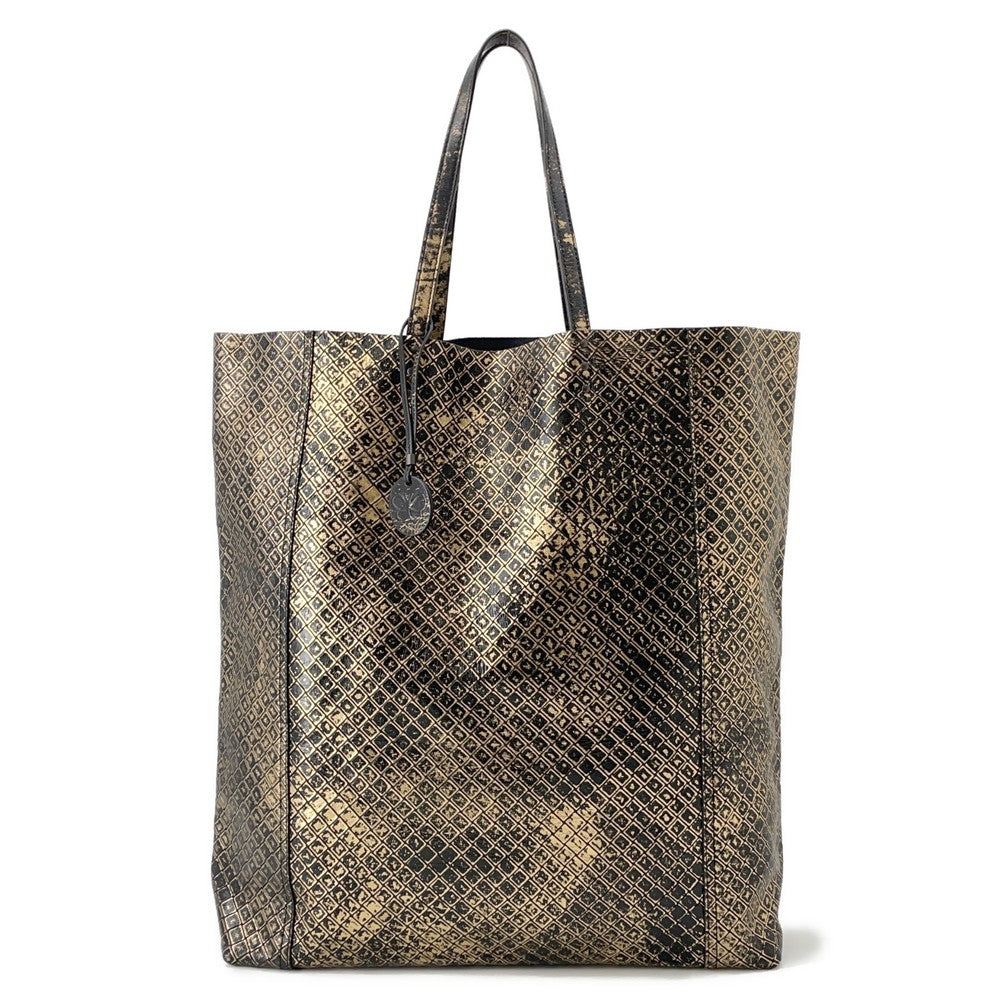 Bottega Veneta INTRECCIATO Intrecciato Mirage Tote Bag Gold/Black Leather Size 21.3"