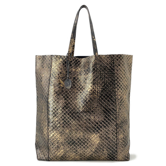 Bottega Veneta INTRECCIATO Intrecciato Mirage Tote Bag Gold/Black Leather Size 21.3"