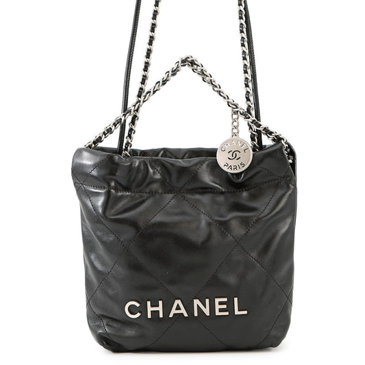 CHANEL CHANEL22 ChainShoulder Bag BlackAS3980 Shiny Calf Leather Size Mini