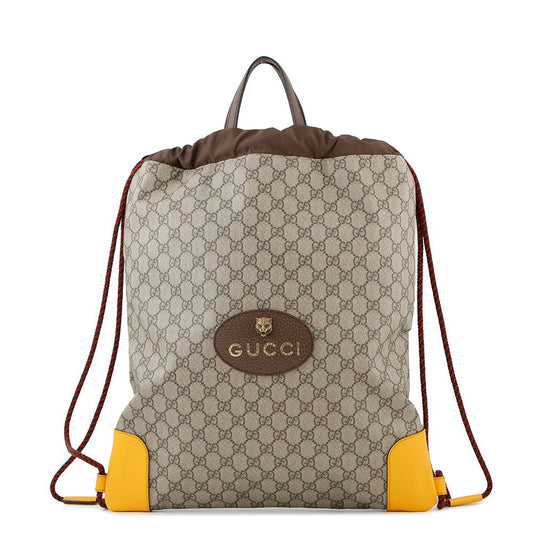 GUCCI GG Supreme DrawstringBag Brown473872 PVC Leather