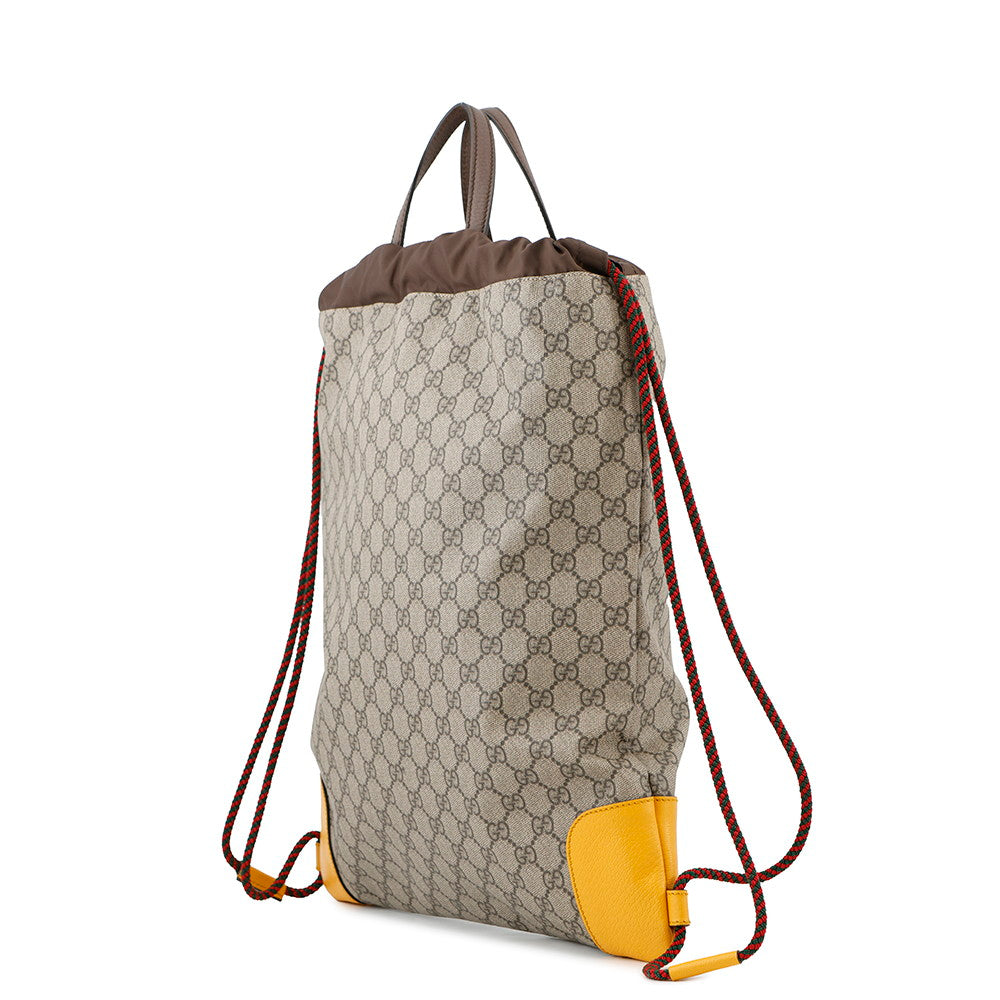 GUCCI GG Supreme DrawstringBag Brown473872 PVC Leather