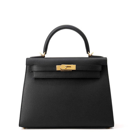 HERMES Kelly Sellier Black Epsom Size 28
