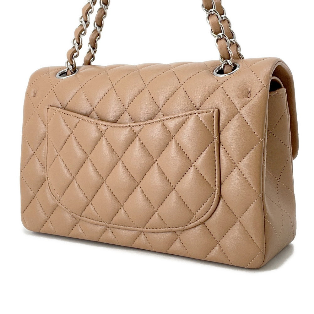 CHANEL Matelasse W Flap ChainShoulder Bag BeigeA01113 Lambskin Size 23