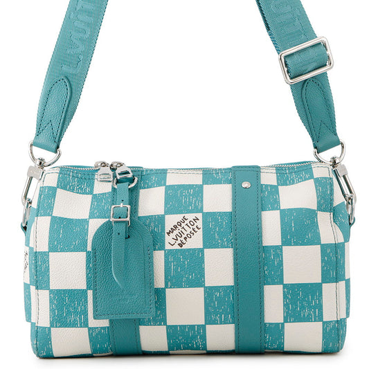LOUIS VUITTON City Keepall Turquoise/WhiteN50076 damier checkerboard