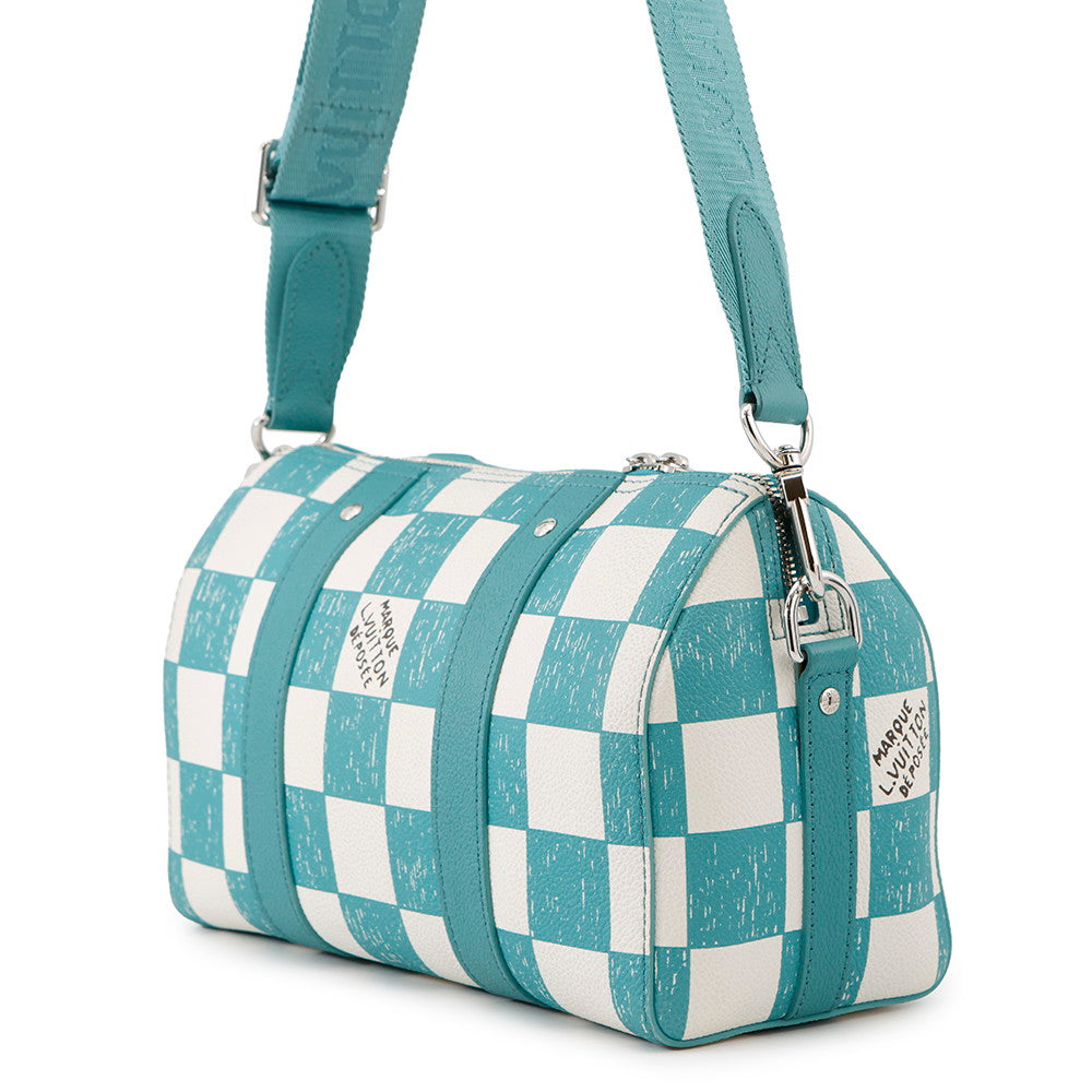 LOUIS VUITTON City Keepall Turquoise/WhiteN50076 damier checkerboard