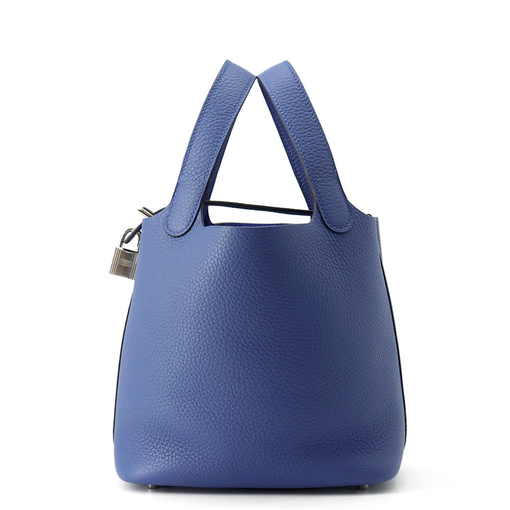 HERMES Picotin Lock Blue Tie Taurillon Clemence Size PM