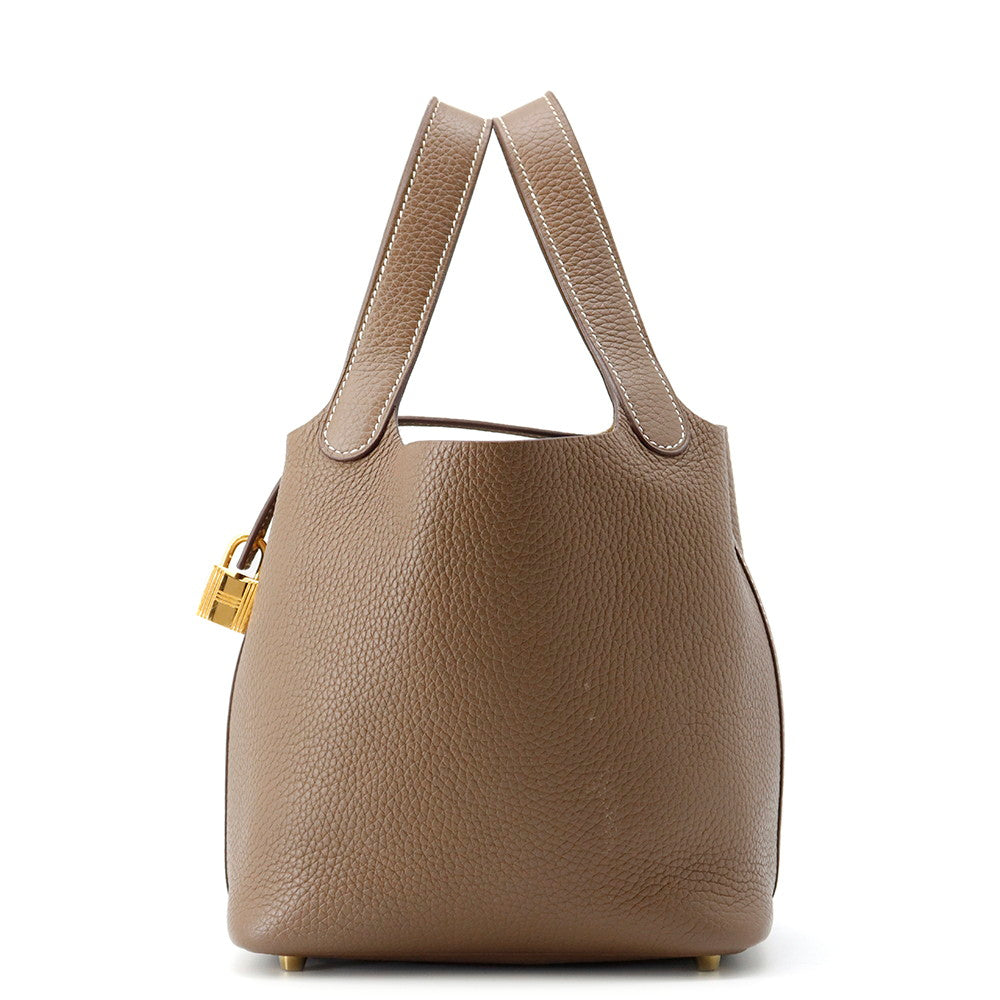 HERMES Picotin Lock Etoupe Taurillon Clemence Size PM