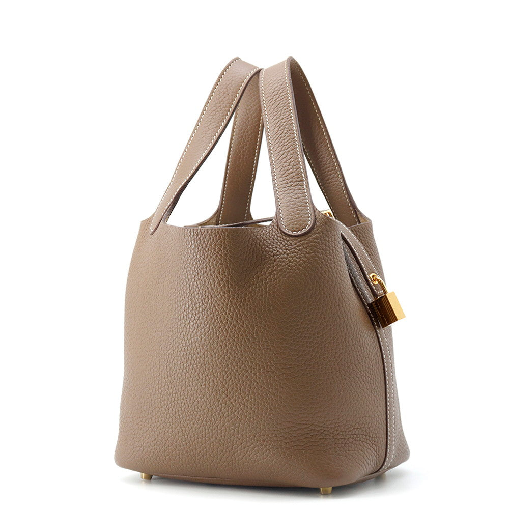 HERMES Picotin Lock Etoupe Taurillon Clemence Size PM