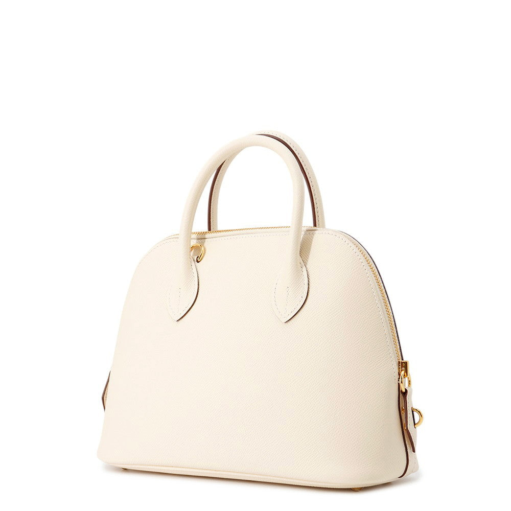 HERMES Bolide 1923 Sangle Woolly Nata/Blue Indigo/Lime Epsom Size 25