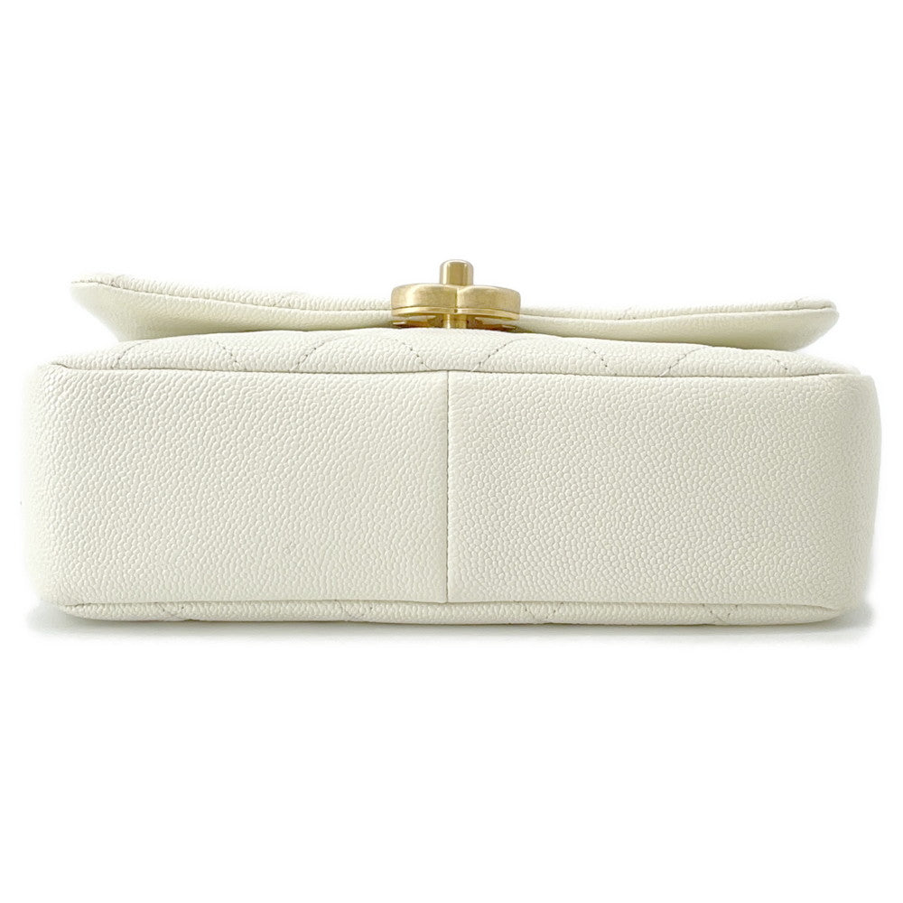 CHANEL Matelasse ChainShoulder Bag White Caviar Leather