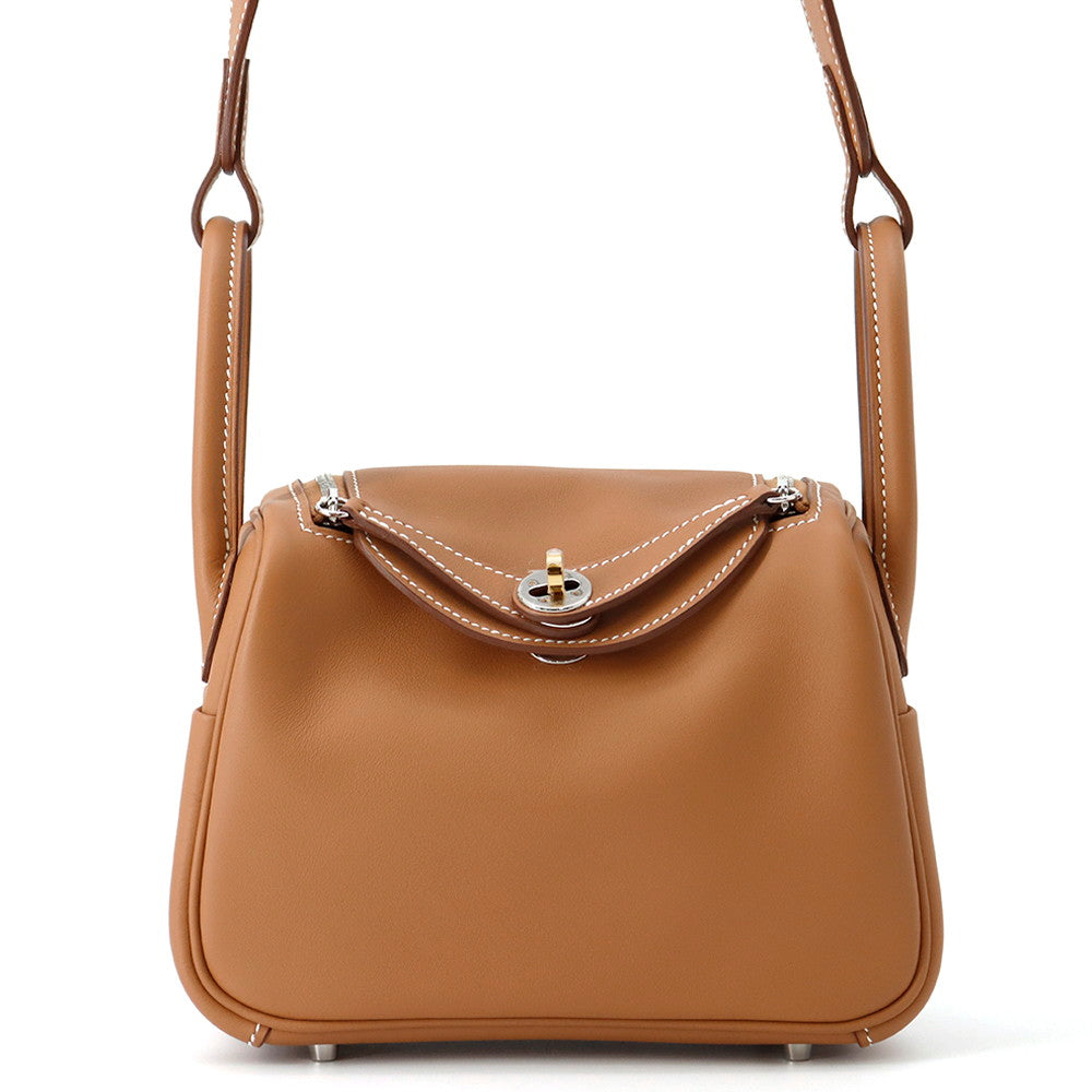 HERMES Lindy Gold Swift Leather Size Mini