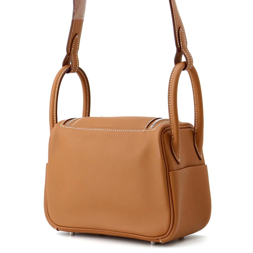 HERMES Lindy Gold Swift Leather Size Mini