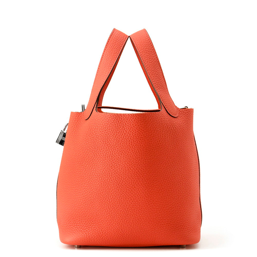 HERMES Picotin Lock Rose texas Taurillon Clemence Size PM